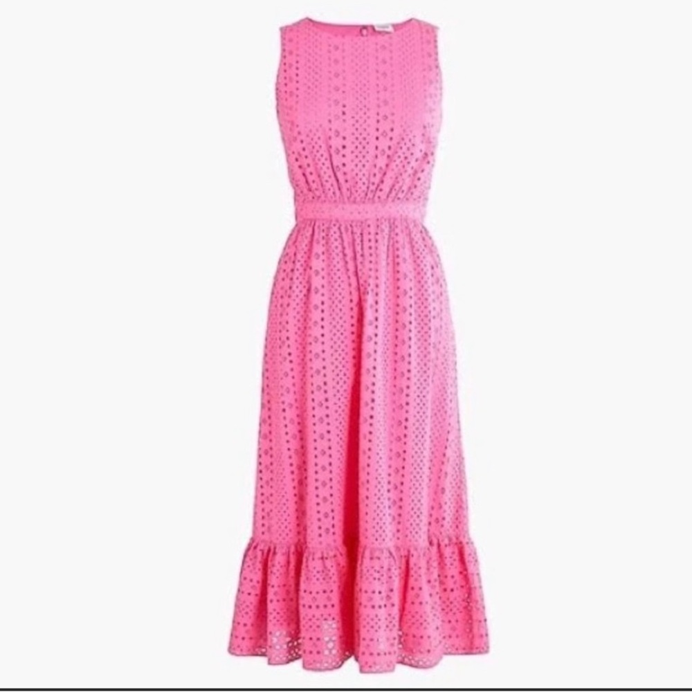J. Crew Eyelet Embroidered Sleeveless  Dress, Pink Coquette Cottage 0